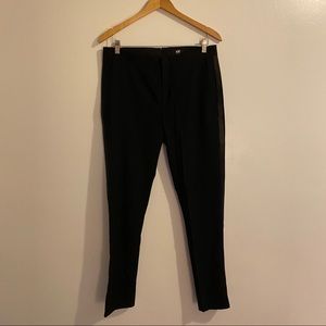 Slim fit black dress pants with satin detail
